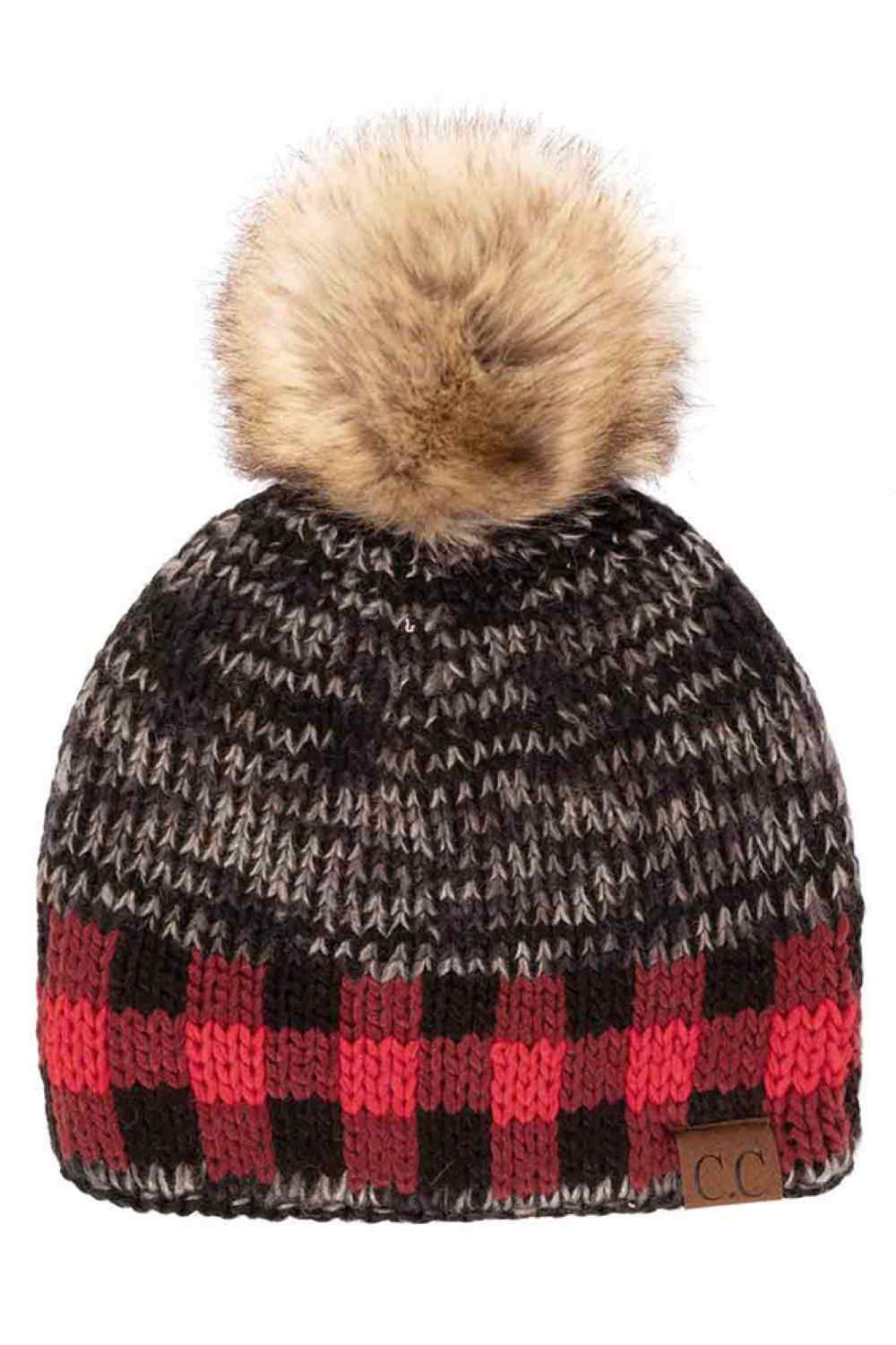 C.C Heather Chuck Beanie with Check Pattern Band