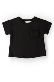 Black Ruffle Pocket Tee
