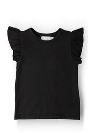 Black S/S Ruffle Tee
