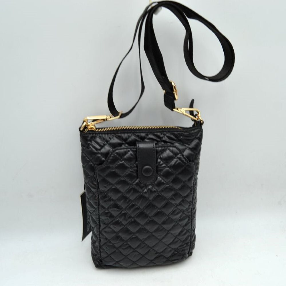 Quilted Vertical Crossbody Pouch Bag with Front Snap Pocket