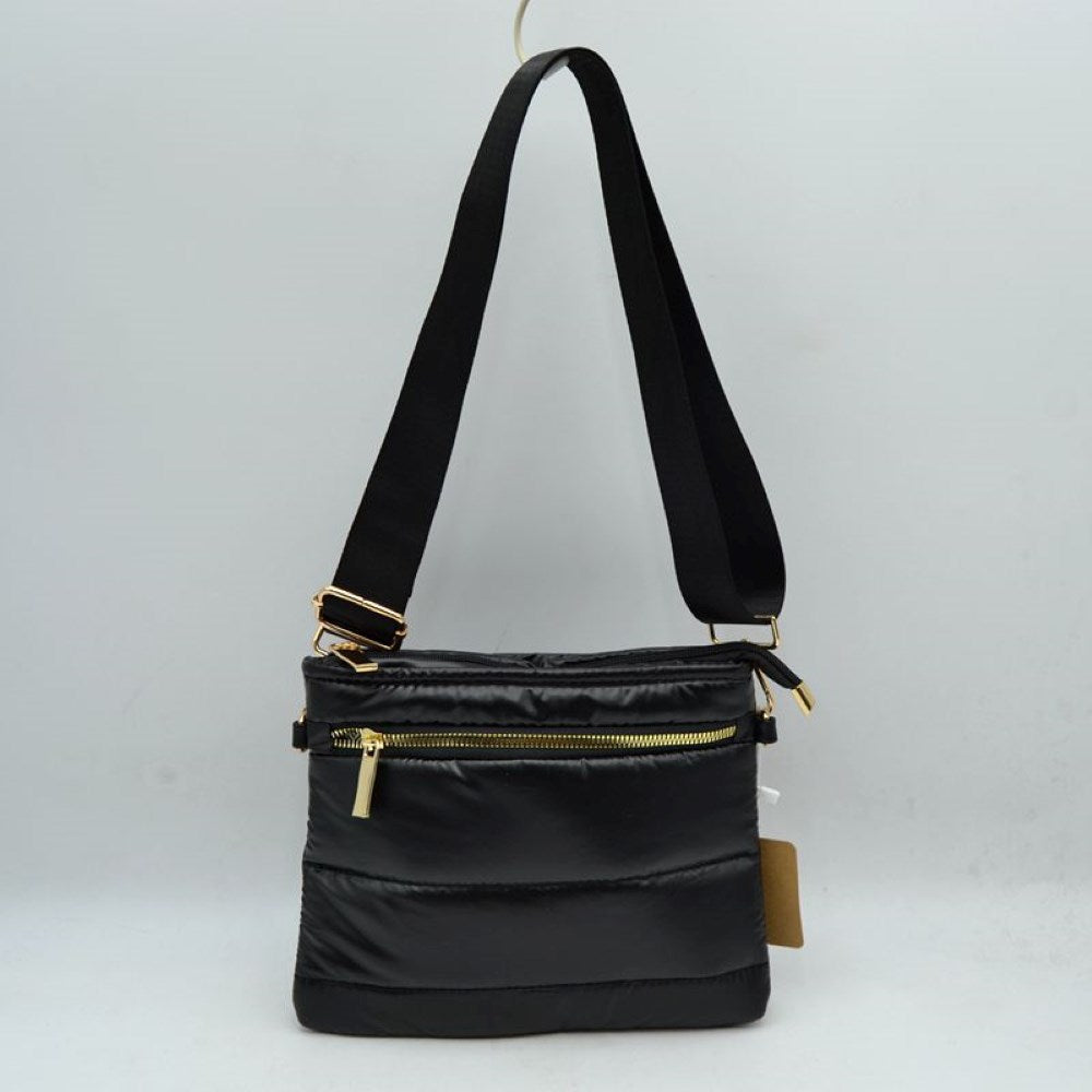 Sleek Multi-Pocket Puffer Crossbody Bag