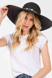 Starfish with Turquoise Wide Brim Floppy Sun Hat