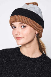 Stripe Color Block Ribbed Beanie