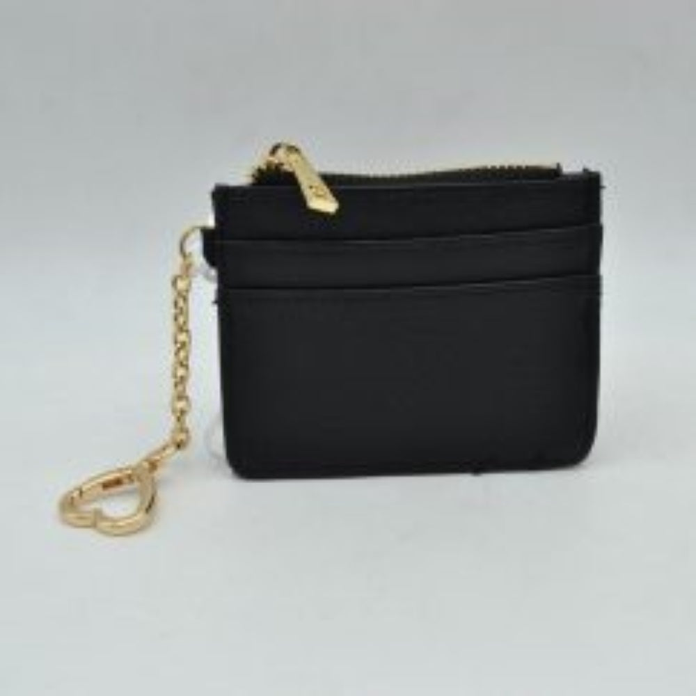 Slim Card Holder Wallet with Zipper Pocket and Heart Keyring
