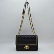 Quilted Flap Shoulder Bag with Woven Chain Strap