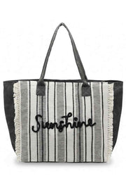 Vintage SUNSHINE Stripe with Fringe Tote Bag