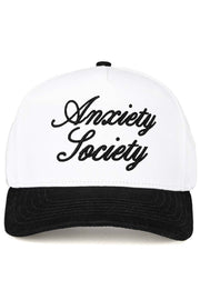 C.C ANXIETY SOCIETY Embroidered Letter Two Tone Trucker Hat