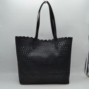 Laser-Cut Perforated Tote Bag with Scalloped Top Edge and Integrated Shoulder Straps