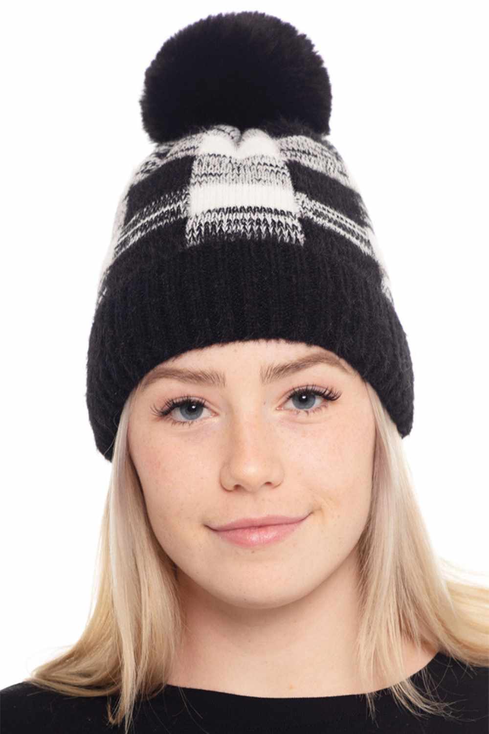 Buffalo Plaid Pom Beanie