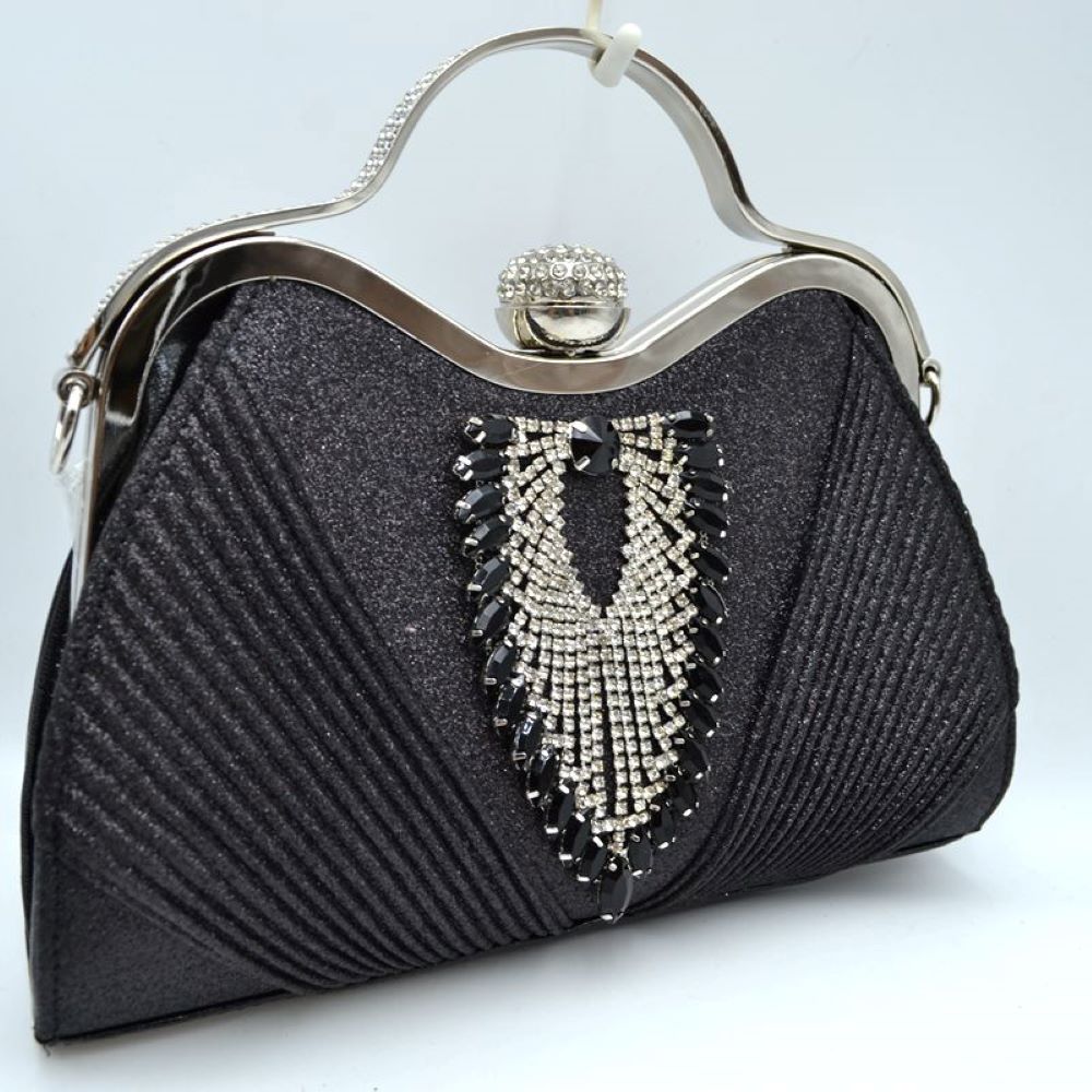 Elegant Shimmer Evening Clutch Bag with Rhinestone Embellishments