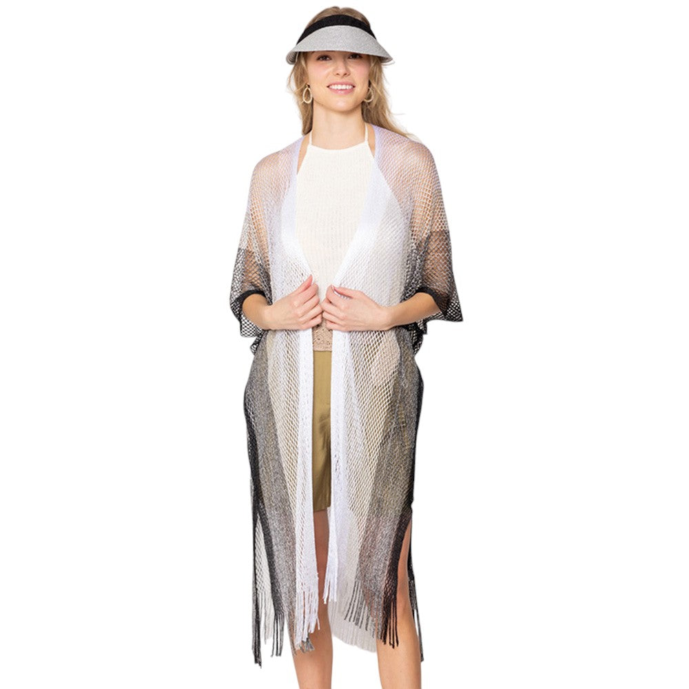 Two Tone Lurex Kimono Poncho