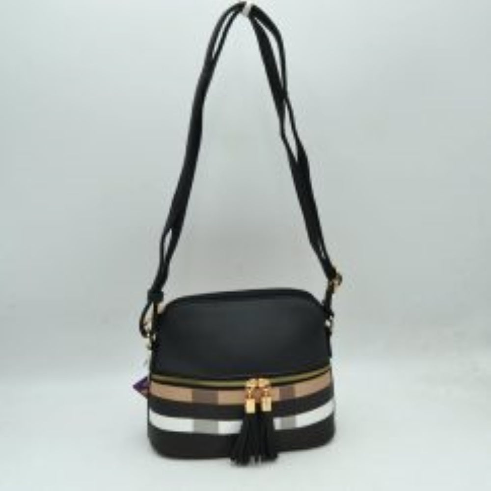 Plaid Accent Crossbody Bag with Adjustable Shoulder Strap
