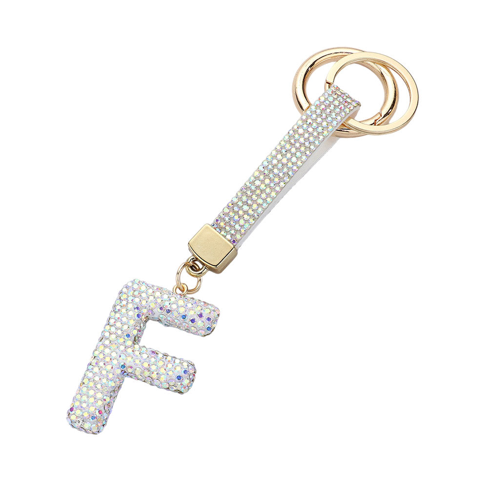 Bling Studded Monogram Initial F Bag Charm
