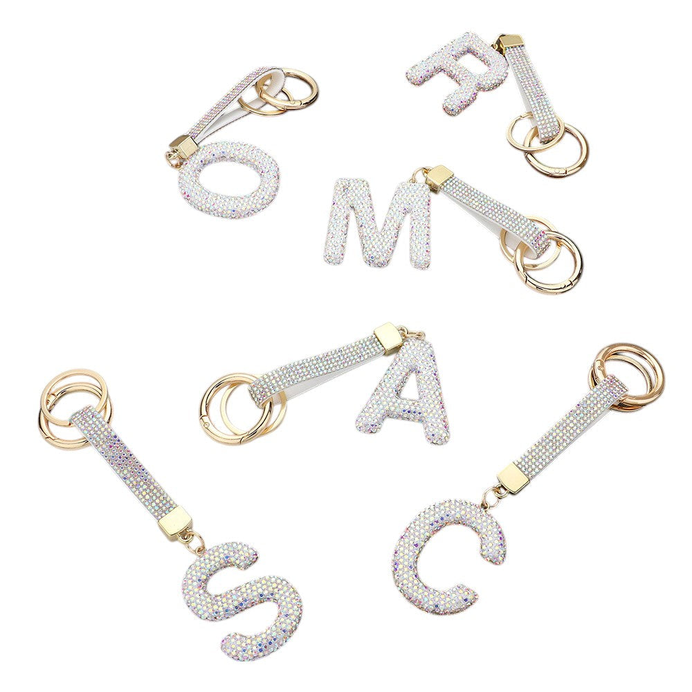 Bling Studded Monogram Initial R Bag Charm