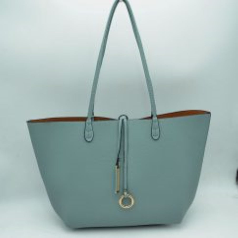 Classic Trapeze Tote Bag with Dual Handles and Ring Detail