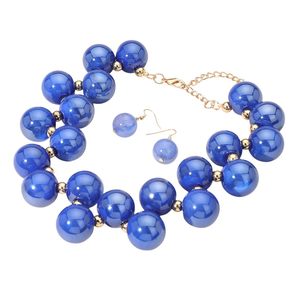 Chunky Iridescent Ball Beaded Necklace