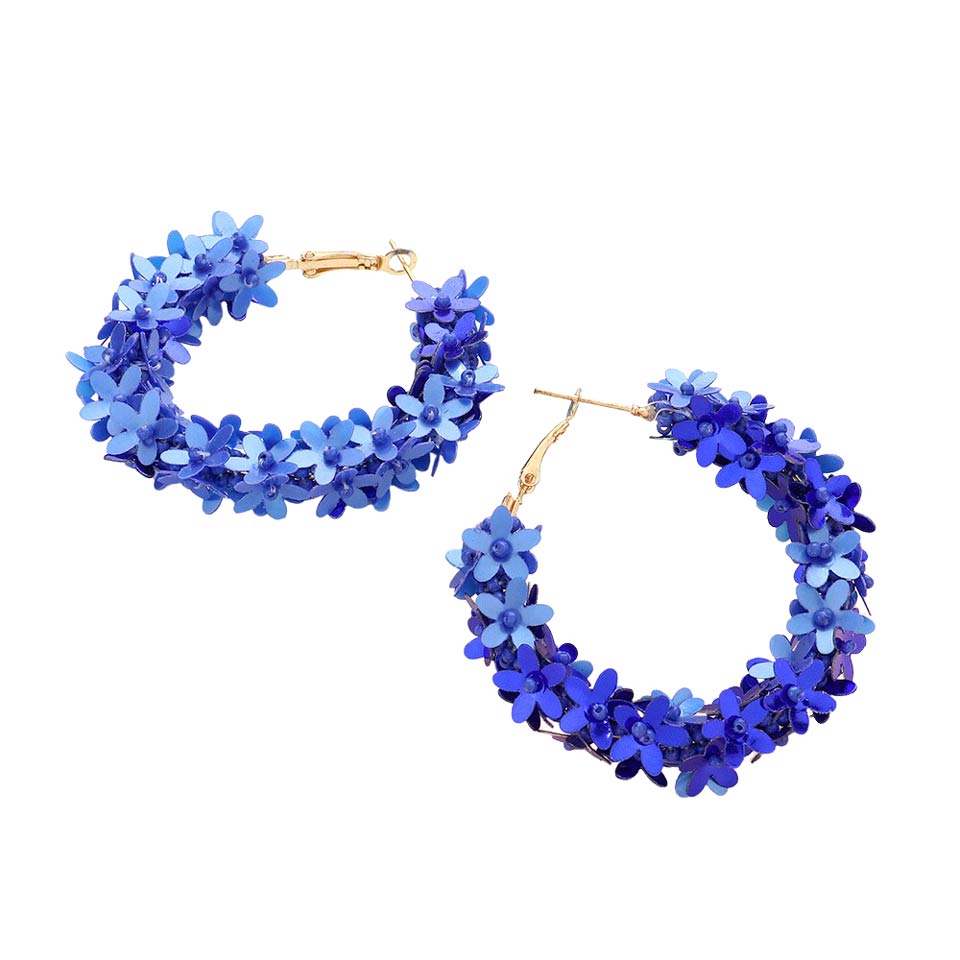 Flower Cluster Hoop Earrings
