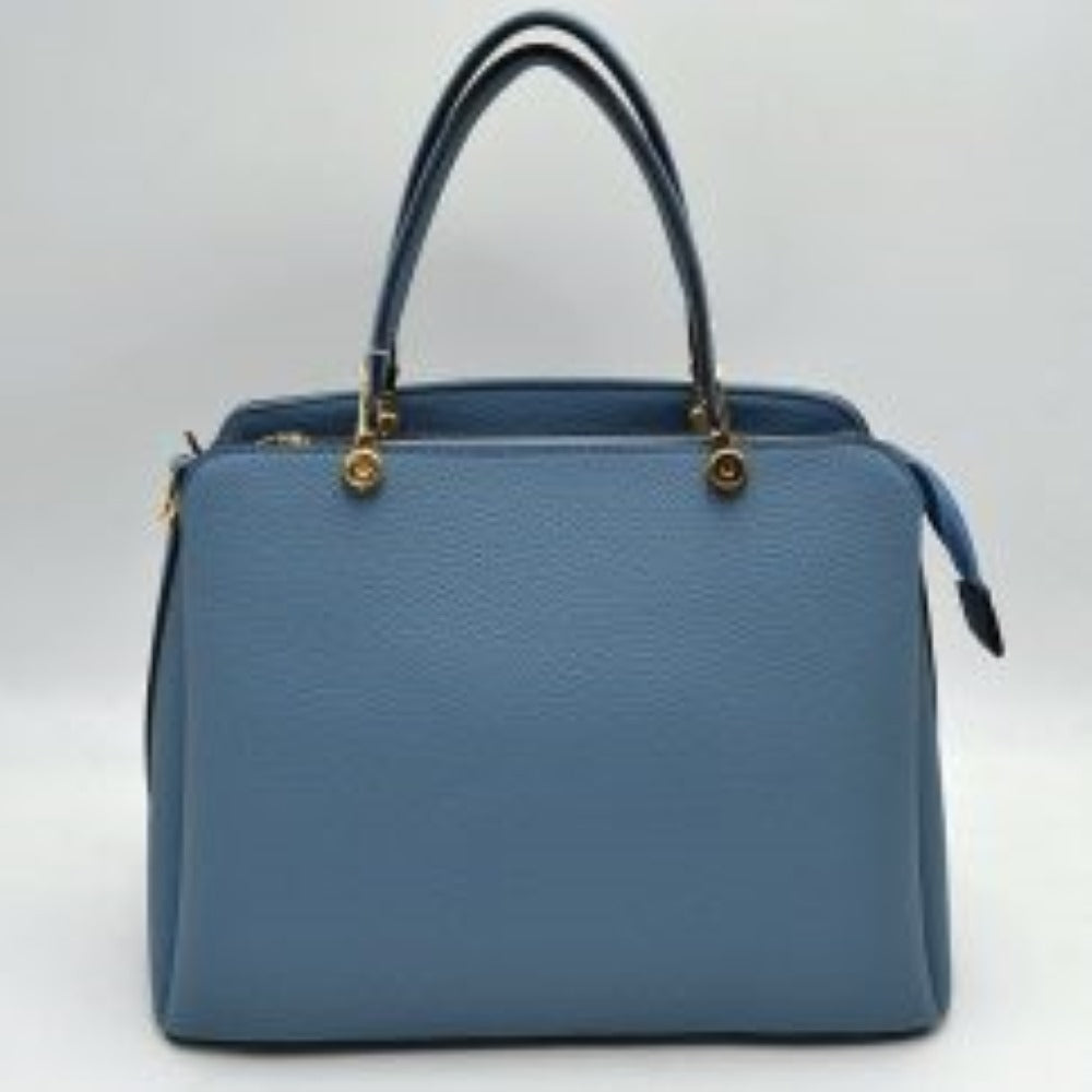 Structured Top Handle Handbag with Zipper Closures