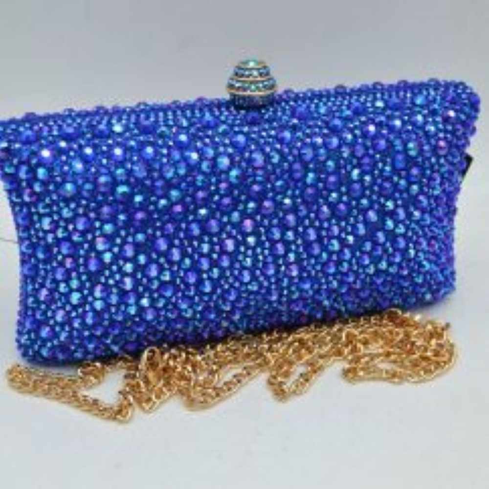 Rhinestone Embellished Box Clutch Bag with Removable Chain Strap