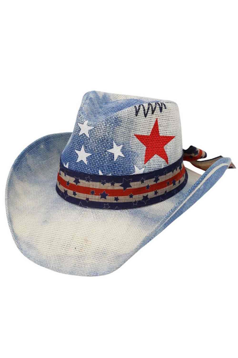 American Theme Stars and Stripe Straw Cowboy Hat