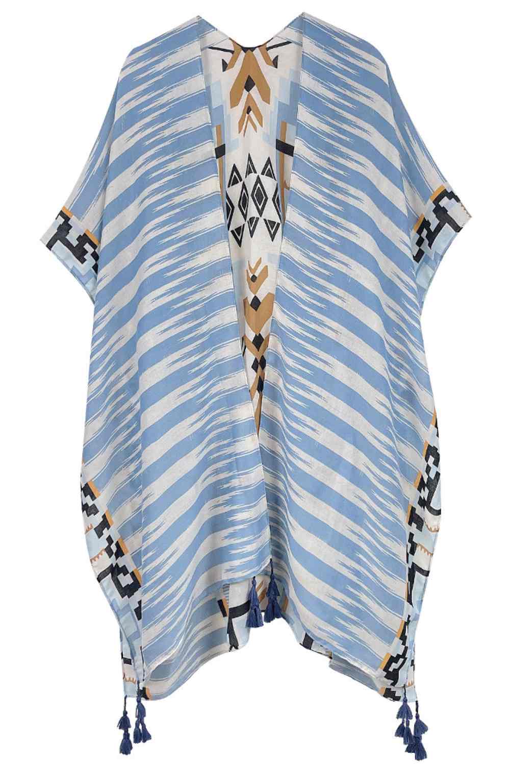 Aztec Pattern Print Tassel Kimono