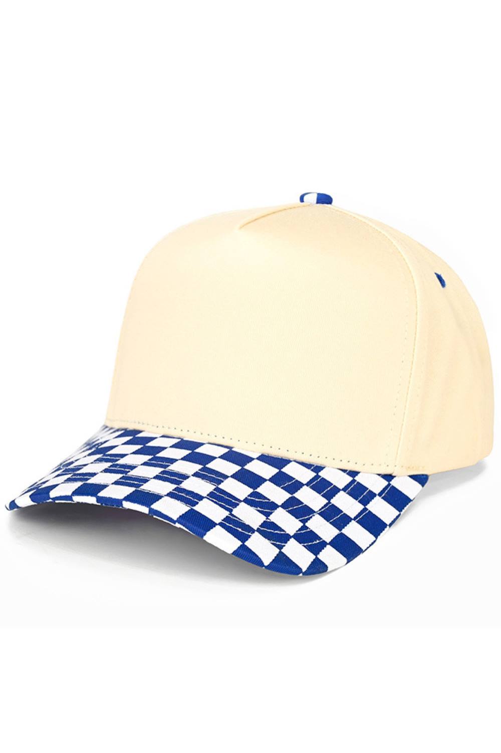 C.C Check Board Pattern Print Two Tone Canvas Trucker Hat