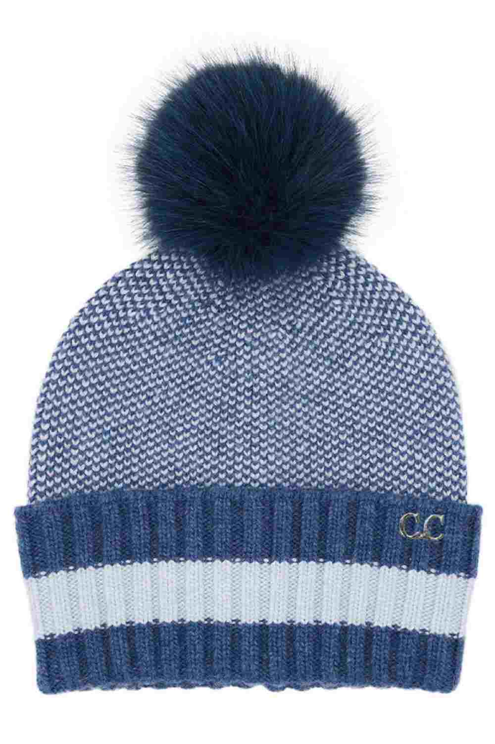 C.C Two Tone Angora Stripe Point Cuff Beanie