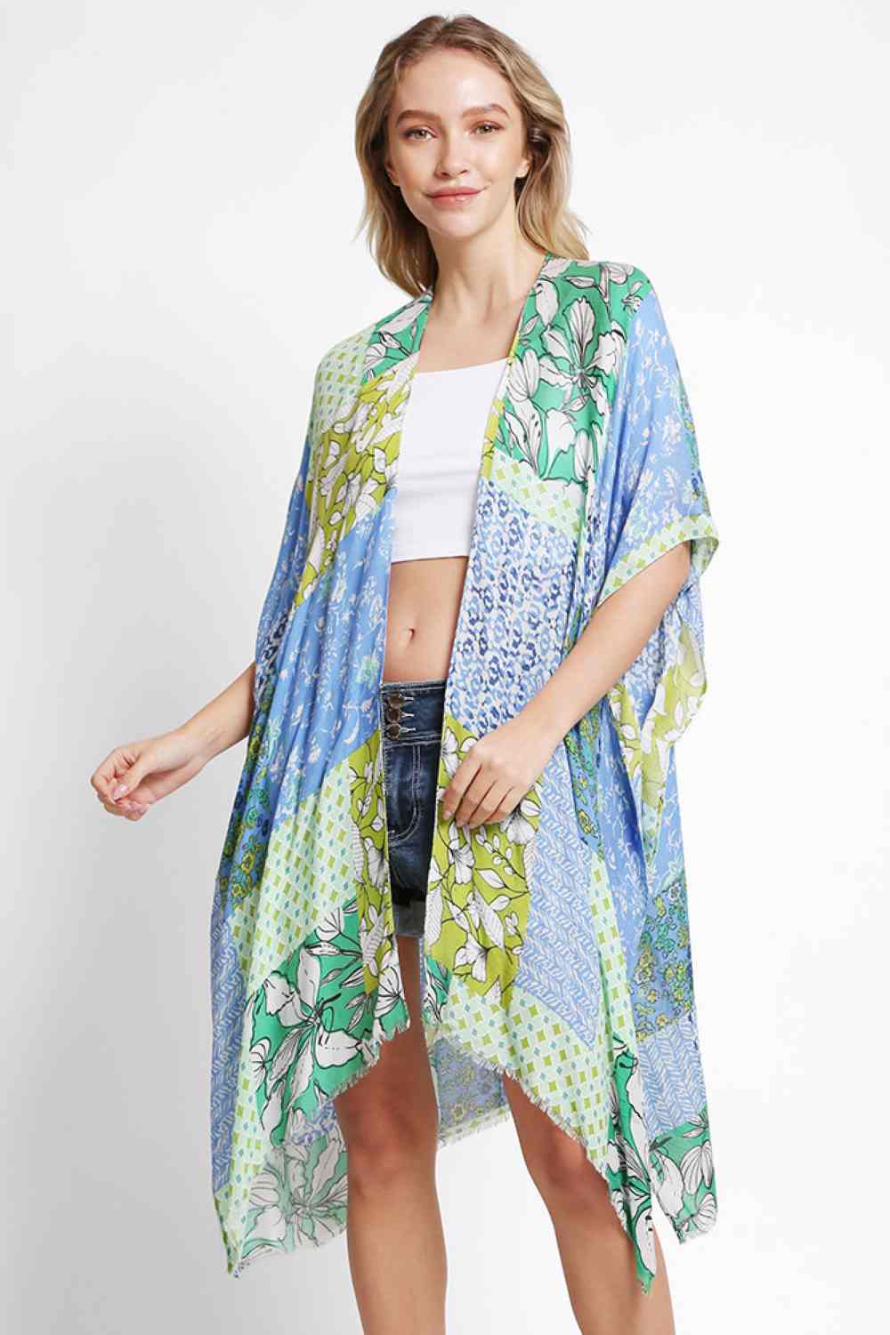 Floral Mixed Pattern Summer Kimono Cover Up