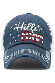 HELLO FREEDOM Vintage American Flag Theme Ballcap