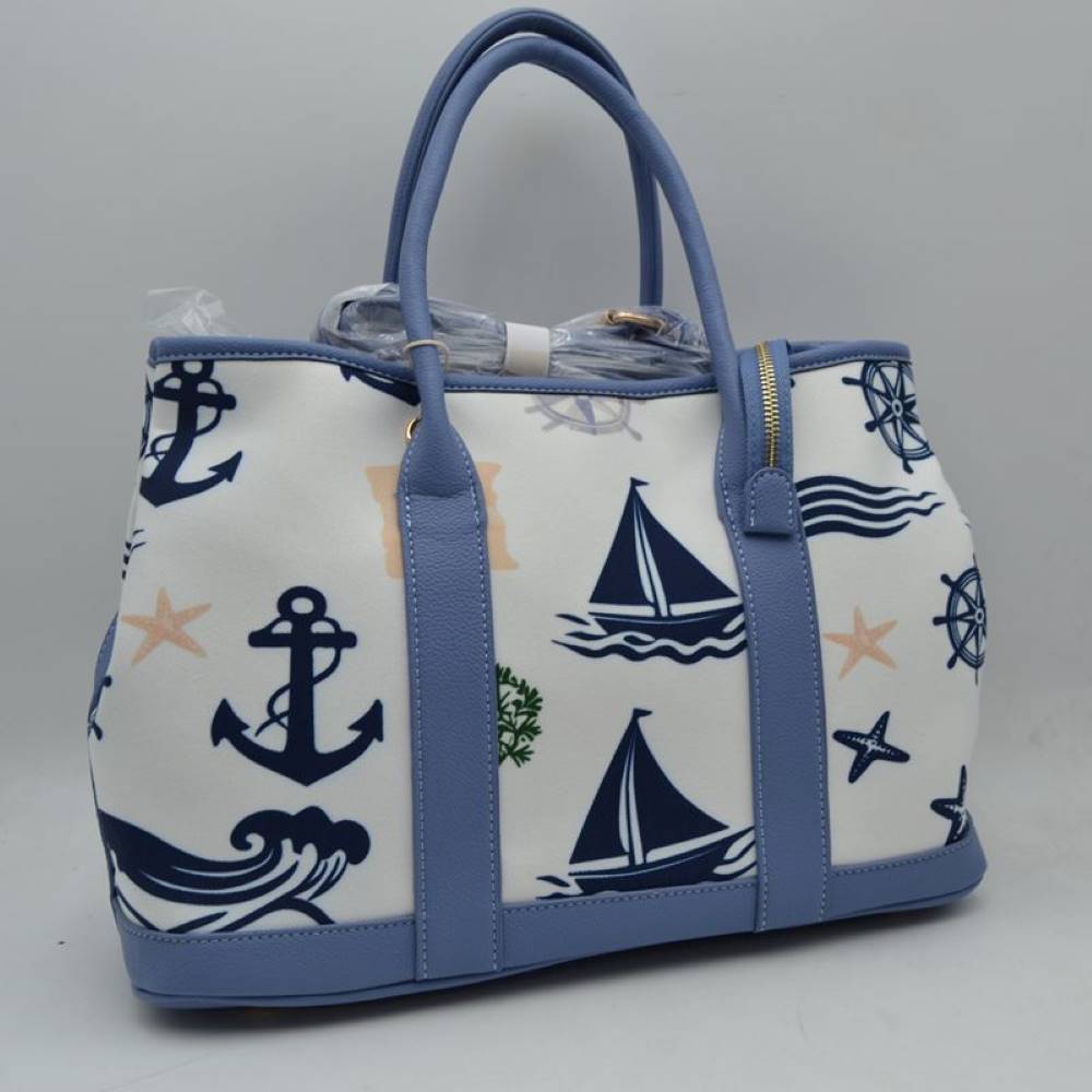 Maritime Adventure Canvas Tote – Monochrome Voyage Shoulder Bag