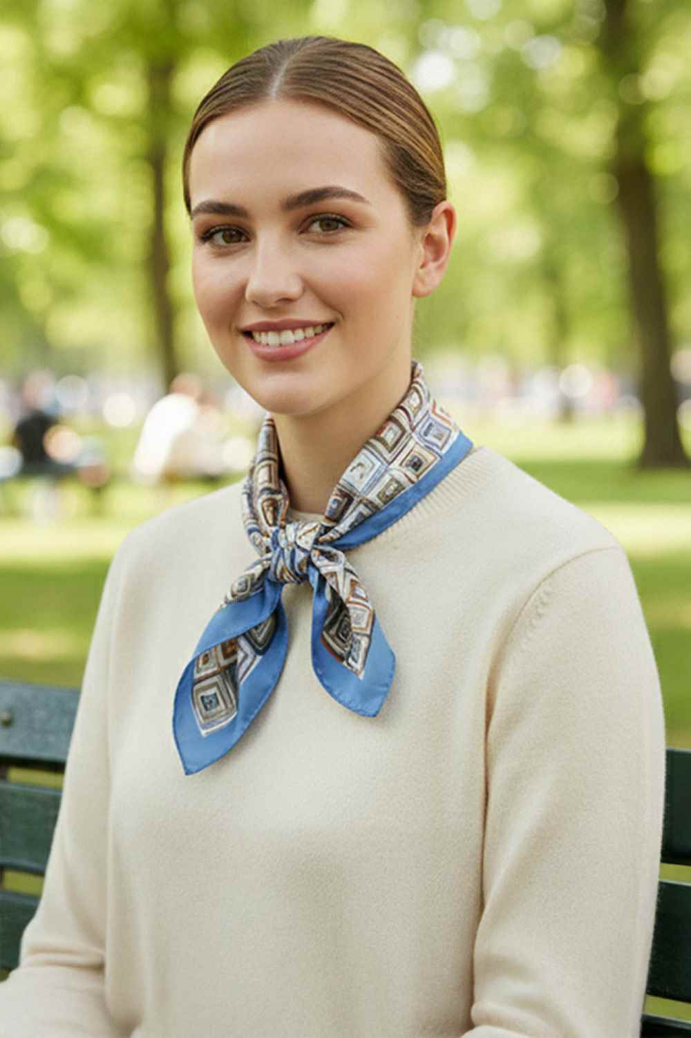 Modern Abstract Square Pattern Print Bandana Scarf