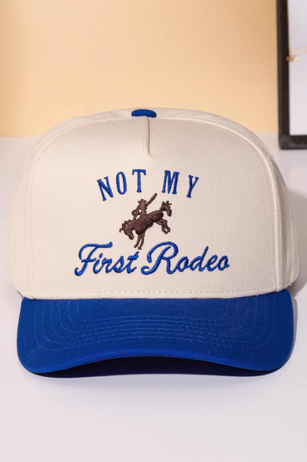 NOT MY FIRST RODEO Embroidered Letter Two Tone Trucker Cap