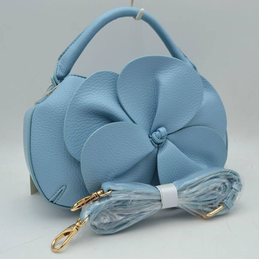 Sculptural Floral Accent Satchel – Convertible Textured Crossbody Bag
