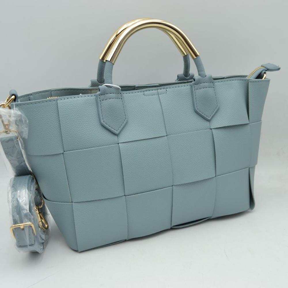 Wide Woven Accent Top Handle Satchel Crossbody Bag