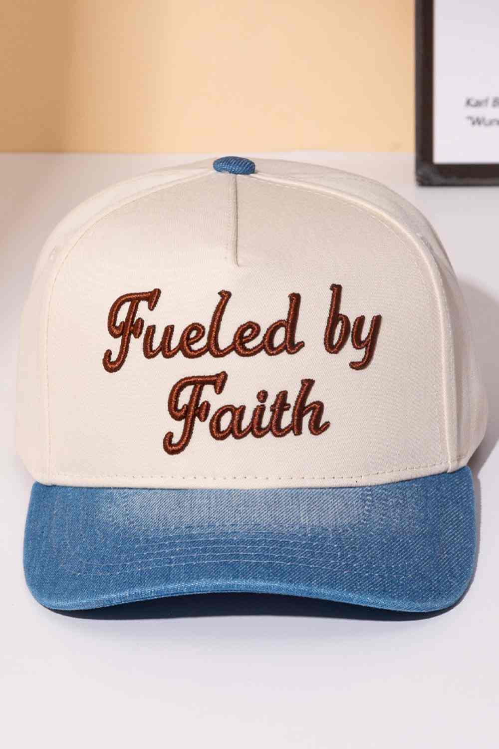 FUELED BY FAITH Embroidered Letter Two Tone Trucker Cap
