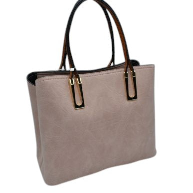 Solid Faux Leather Tote Bag Shoulder Bag