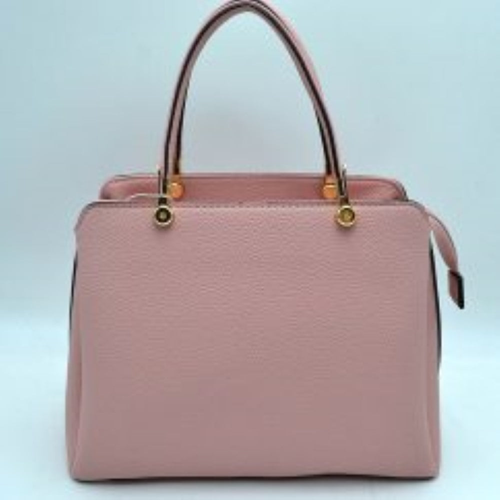 Structured Top Handle Handbag with Zipper Closures