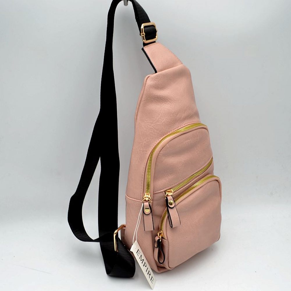 Multi-Zipper Crossbody Sling Bag with Adjustable Strap