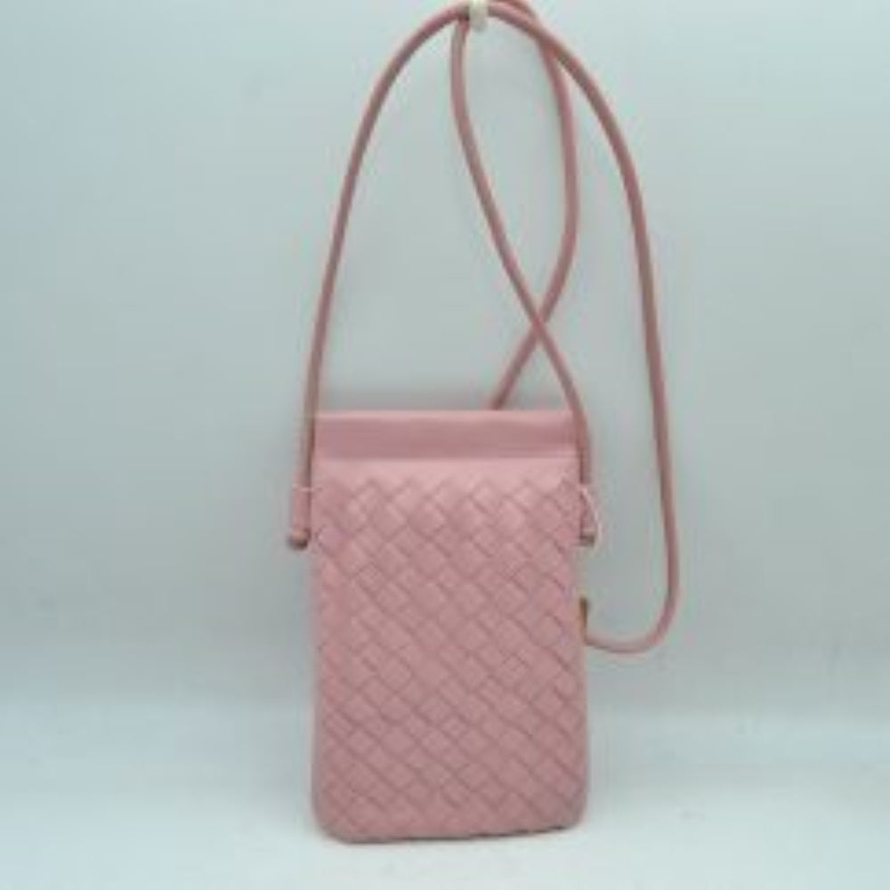 Woven Texture Vertical Phone Pouch Crossbody Bag with Cord Strap