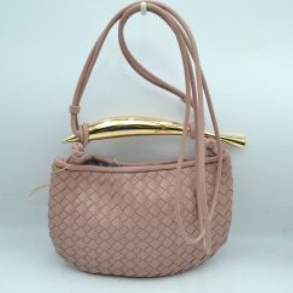 Woven Pattern Crossbody Bag with Metallic Handle