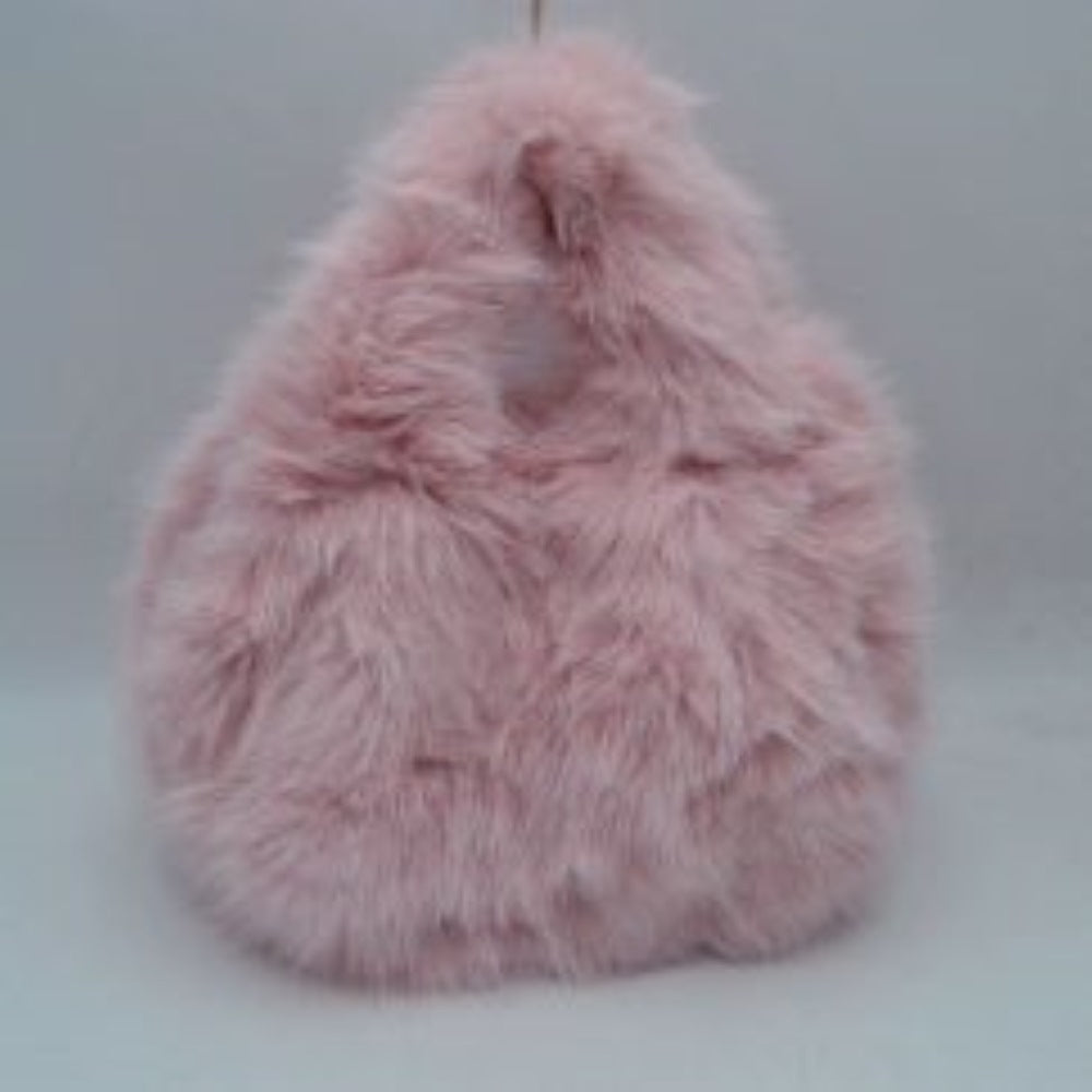 Fluffy Shaggy Plush Handbag with Integrated Top Handle