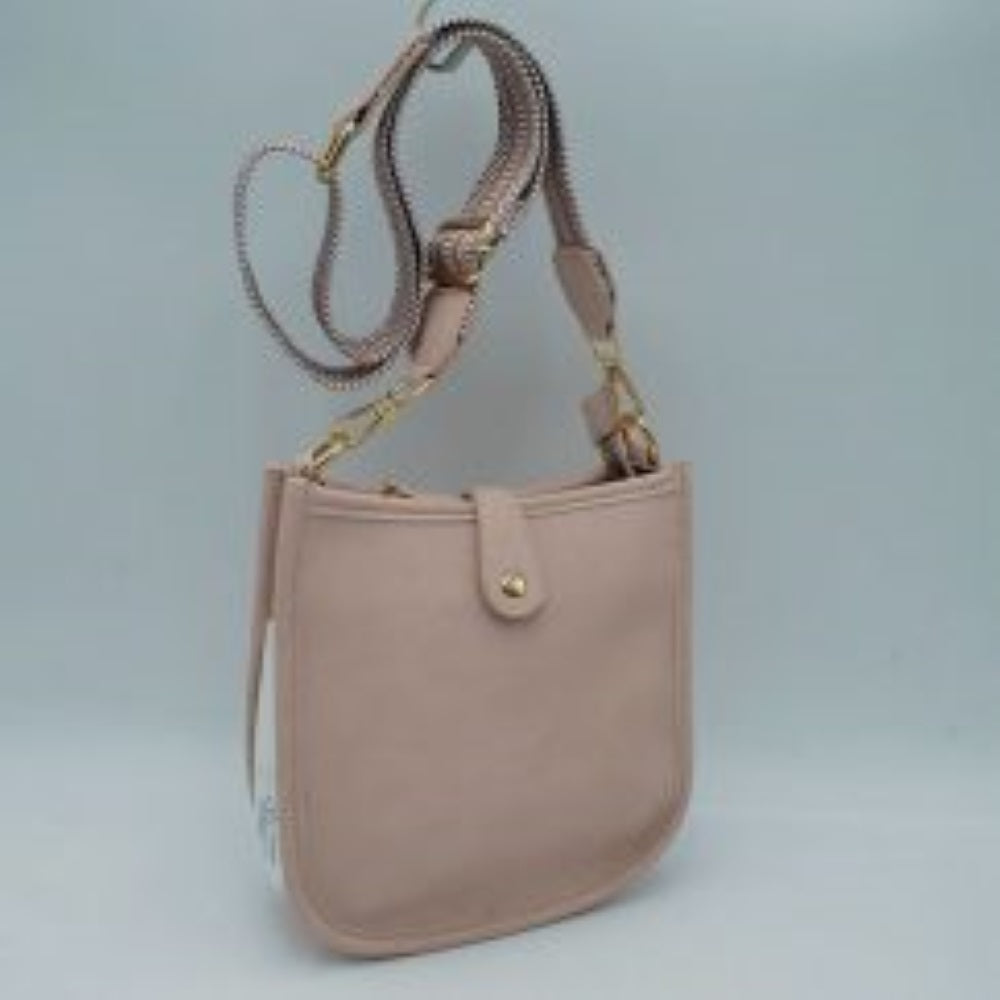Minimalist Curved Crossbody Bag with Patterned Guitar Strap