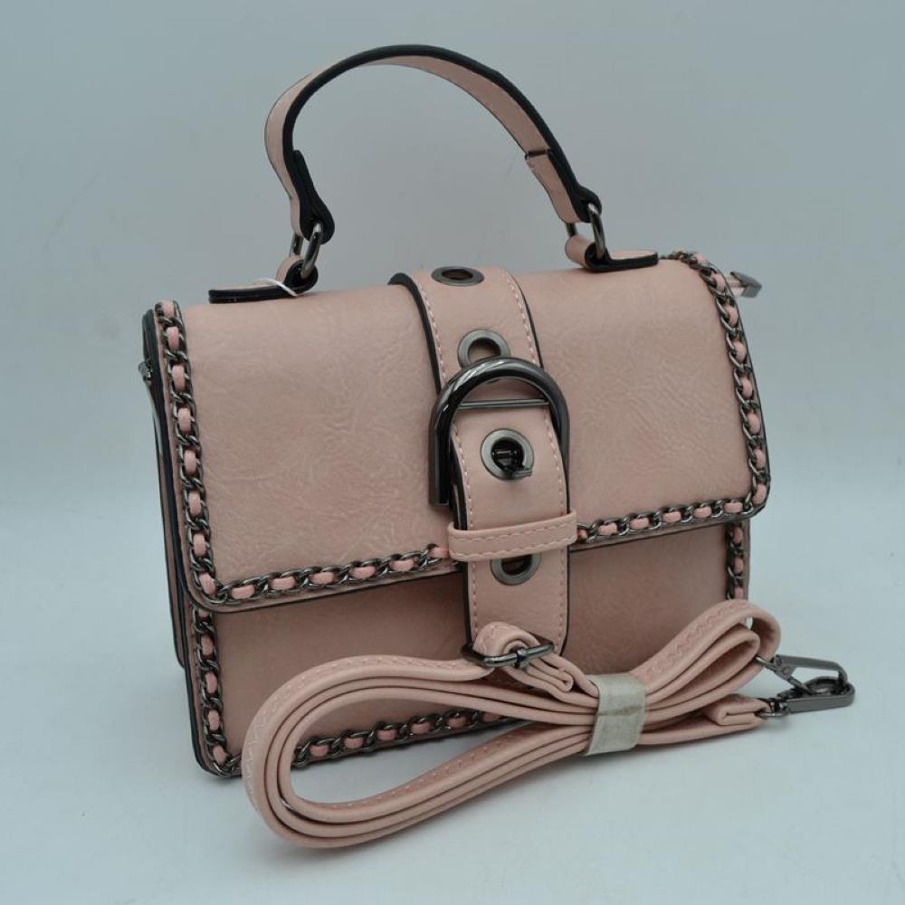 Vintage Crossbody Satchel Bag with Chain Trim