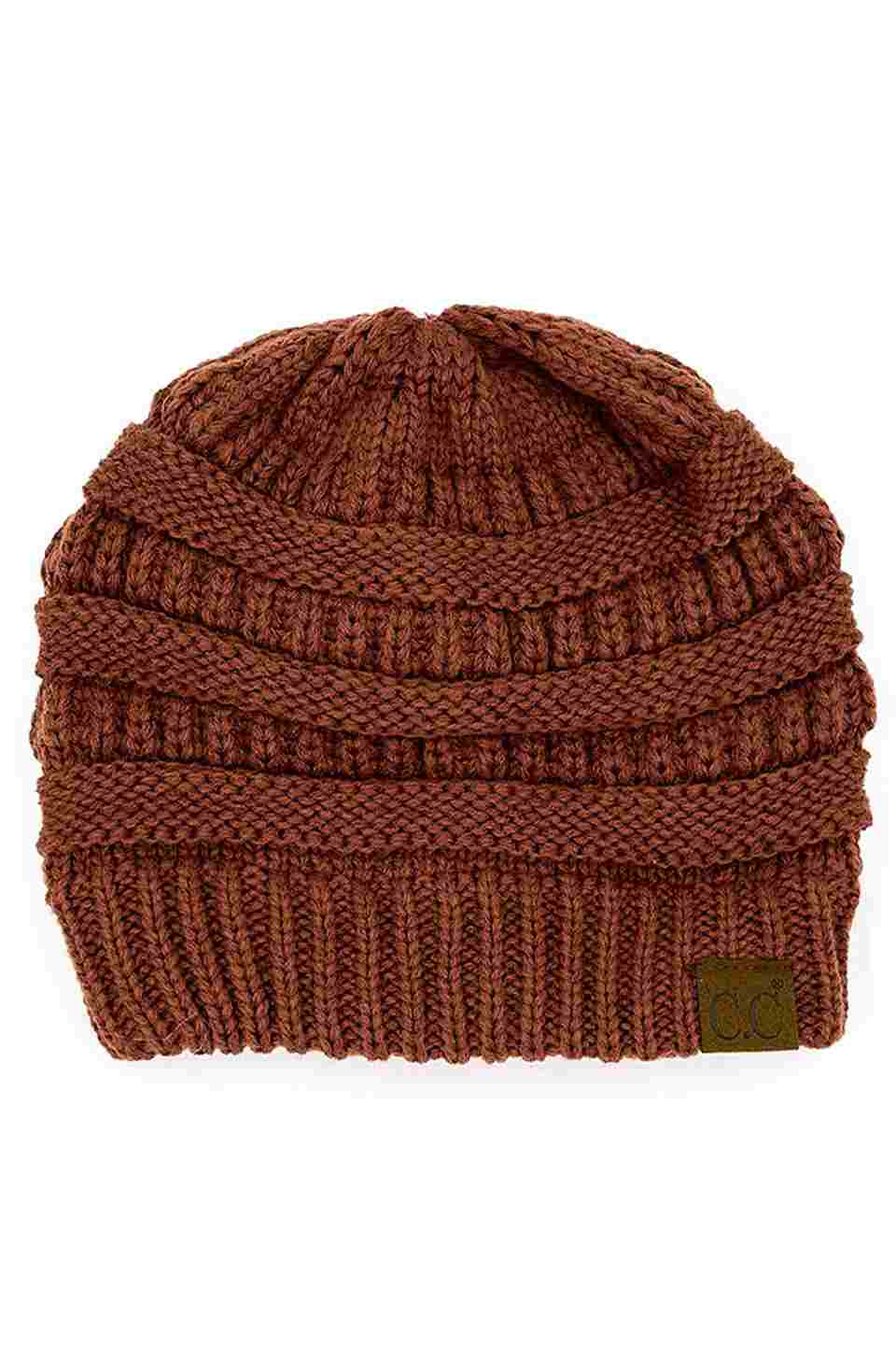 C.C Women's Ribbed Knit Solid Color Beanie