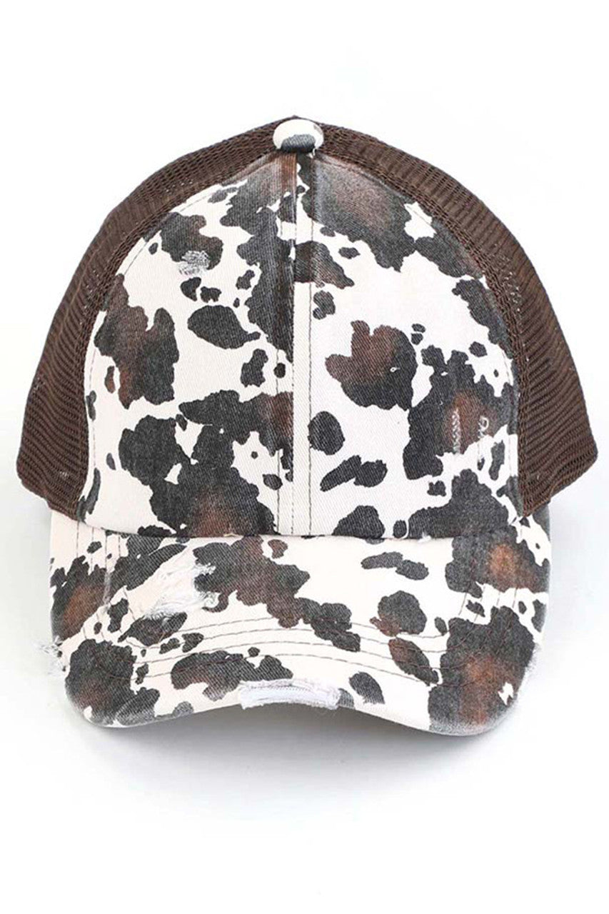 C.C COW PRINT CRISS CROSS PONYCAP