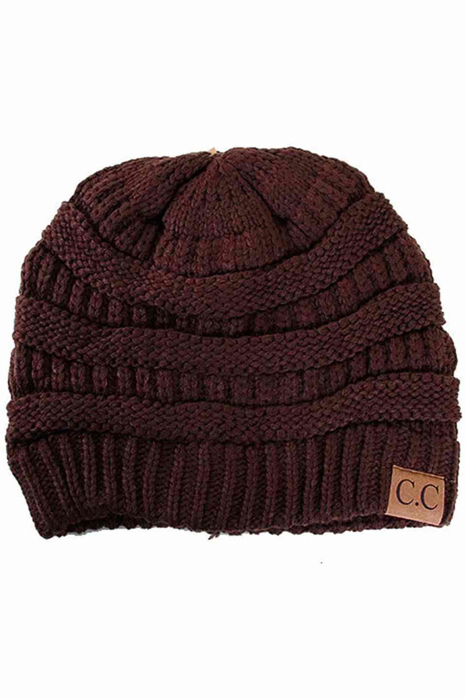 C.C Women's Ribbed Knit Solid Color Beanie