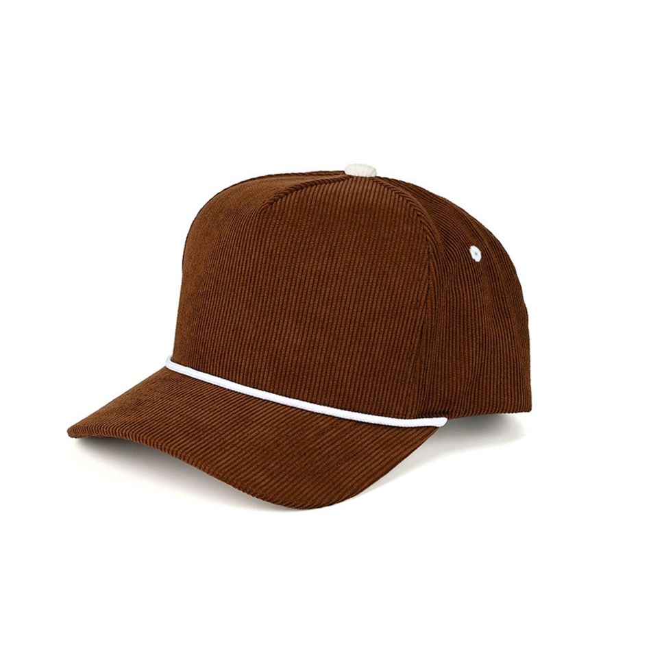 C.C Solid Corduroy Snapback Trucker Cap with Rope