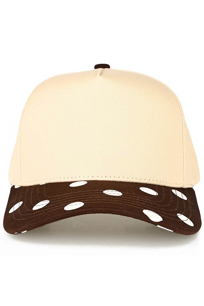 C.C Big Polka Dot Pattern Print Brim Two Tone Trucker Hat