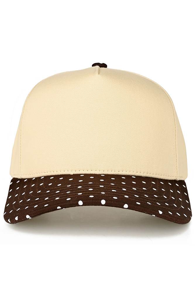 C.C Small Polka Dot Pattern Print Brim Two Tone Trucker Hat