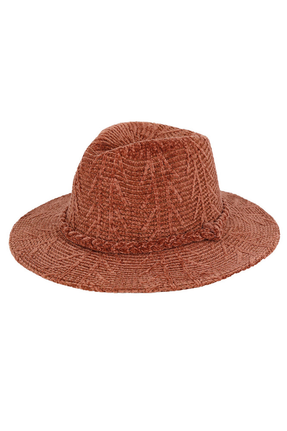 Chenille Pattern and Braided Band Winter Fedora